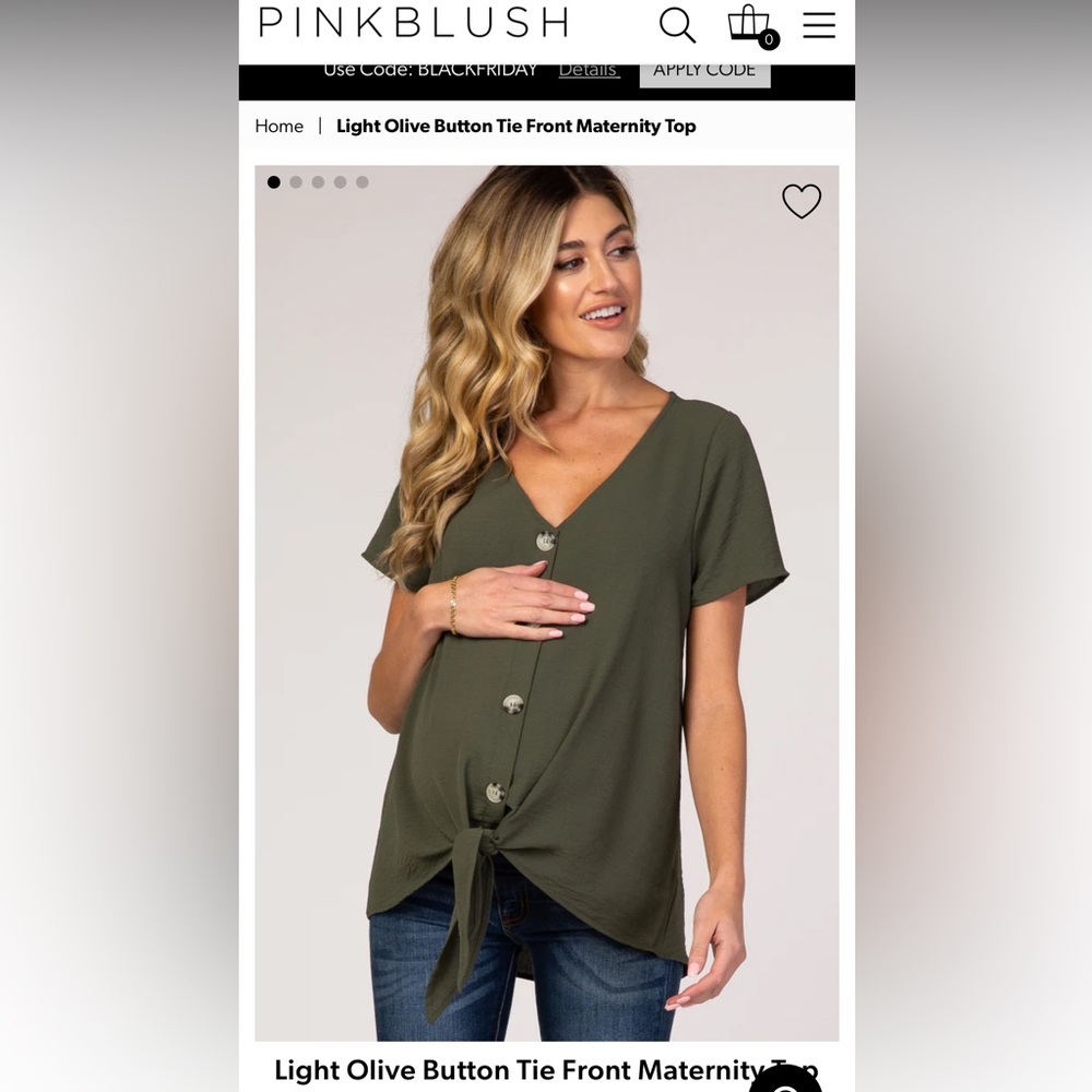 Light Olive Button Tie Front Maternity Top small